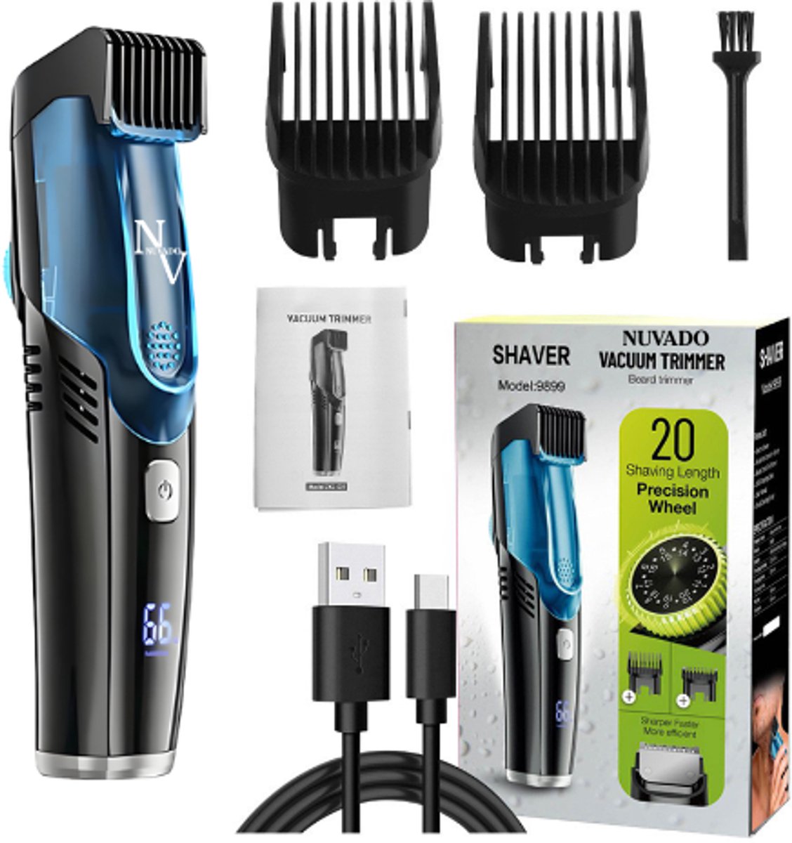 Nuvado Vacuüm Tondeuse Hoofdhaar- Blauw- Scheerapparaat - afbeelding 3