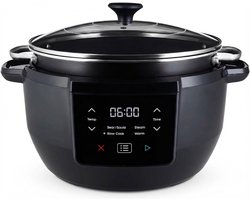 SNJY® Slowcooker met Timer - Slowcooker - Slowcookers - 4 Kookfuncties - 7.1L - 800 W - Zwart