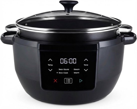 SNJY® Slowcooker met Timer - Slowcooker - Slowcookers - 4 Kookfuncties - 7.1L - 800 W - Zwart