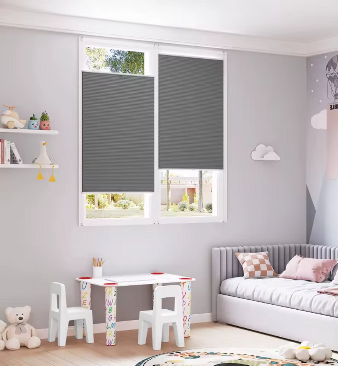 Verduisteringsrolgordijn Honingraat Zonder Boren – Thermisch Geïsoleerd Plisségordijn – Zonwering & Privacy – Grijs – 70 x 130 cm – Voor Raam & Deur – foto 6