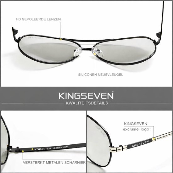 Piloten Zonnebril - KingSeven - NDA Black - Met UV400 en Polarisatie Filter - Z94 van Pilot — afbeelding 3