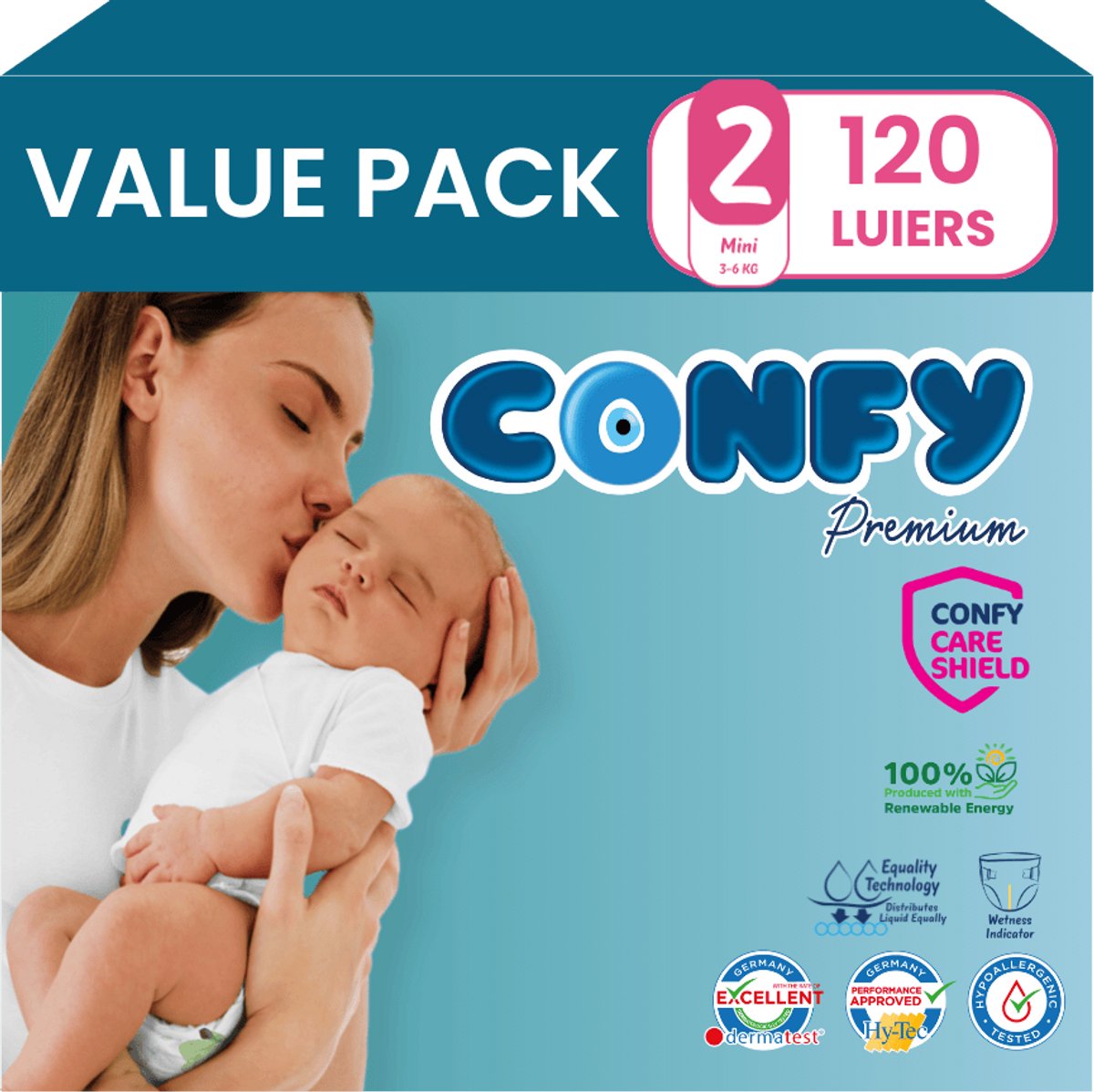Confy Premium luiers maat 2 | 120 stuks