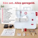 Gatson naaimachine met alle accessoires: voetpedaal, spoelen, naalden, handleiding.