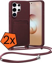 Hoesje Geschikt voor Samsung S26 Ultra Hoes Met Telefoonketting - Backcover Geschikt voor Samsung Galaxy S26 Ultra Case Met Koord - Aubergine - 2 PACK