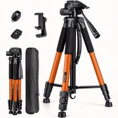 Sounix Camera statief - telefoon statief - 188 cm - Incl. Bluetooth Afstandsbediening - Tripod met Smartphone telefoon houder - tripod smartphone - Aluminium - Oranje