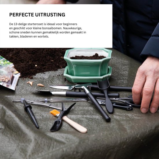 NBAP® Bonsai Starters Kit - Boompje Inclusief Gereedschap - Schaar - Zaden - Schepjes - Zwart van Merkloos	 — afbeelding 3