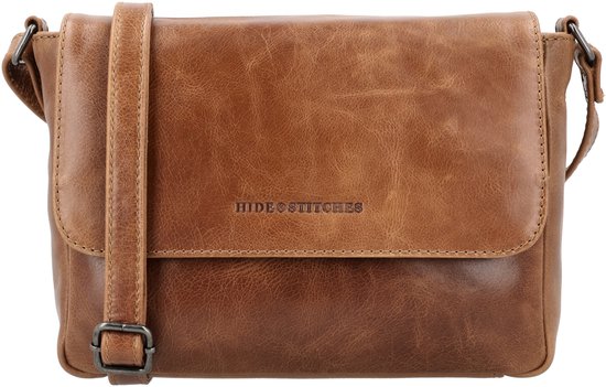 Hide & Stitches Porto Crossbodytas - Leer - Overslag - Tussenritsvak - Achtervak - Afneembare Schouderband - Dames - Schoudertas - Leren Dames Tas - Bruin
