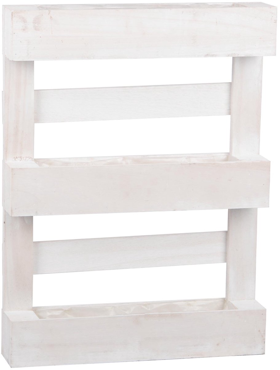 UNUS® Wandplantenbak pallet hout met kunststof inzet 45 cm wit