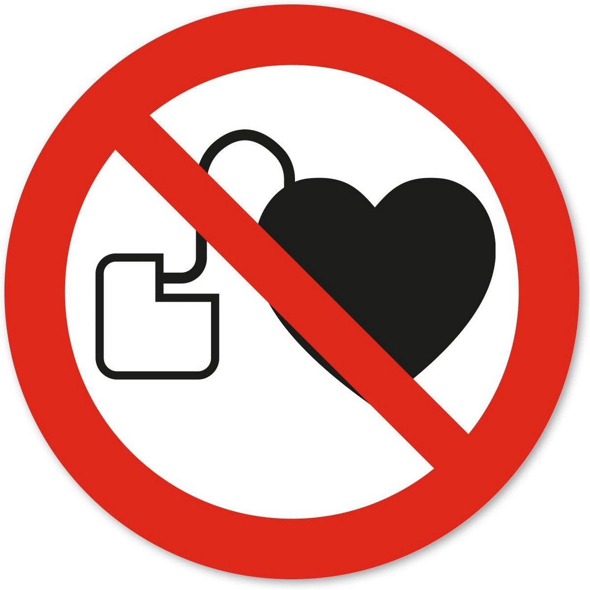 Verbodspictogram Pacemaker Niet Toegestaan Sticker DIN EN ISO 7010 Ø 10 cm