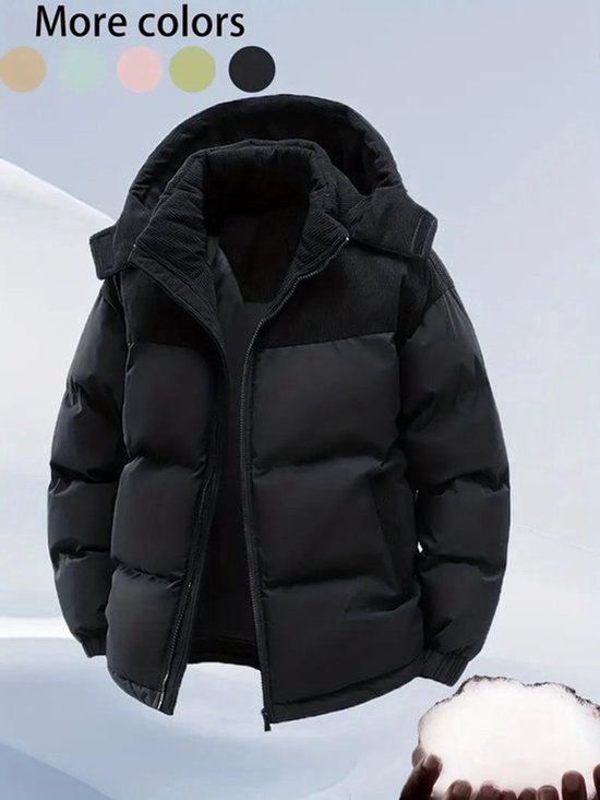 Winter thermische hooded jas voor dames en heren - Verdikte jas met volledige ritssluiting en afneembare capuchon, volledige ritssluiting aan de voorkant, losse pasvorm