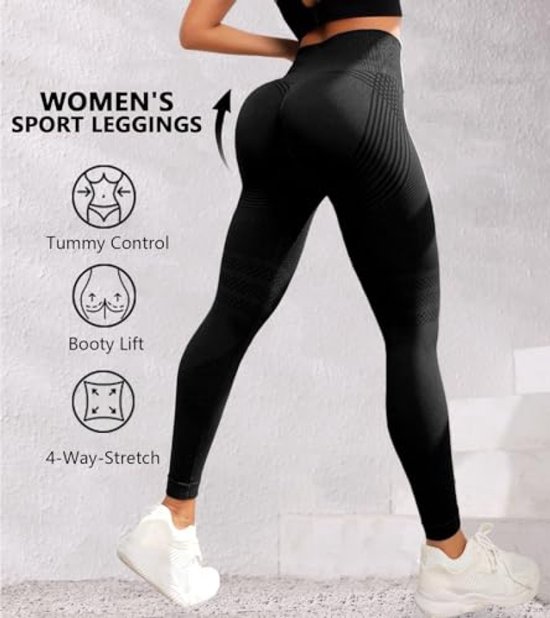 Dames Sportlegging Hoge Taille - Compressie & Ondersteunend - Naadloze Yogabroek — afbeelding 4