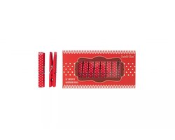 Isabella Rose - grote houten wasknijpers - 12 stuks - rood met witte stippen