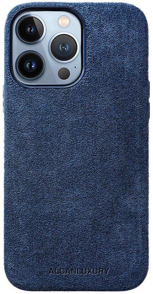 Alcanluxury Alcantara telefoonhoesje geschikt voor Apple iPhone 13 Pro - Ocean Blue