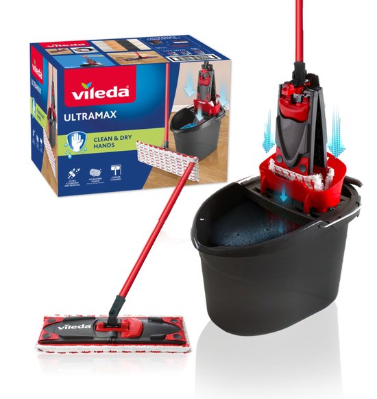 Vileda UltraMax Power 2-in-1 – vlakke microvezelmop met emmer