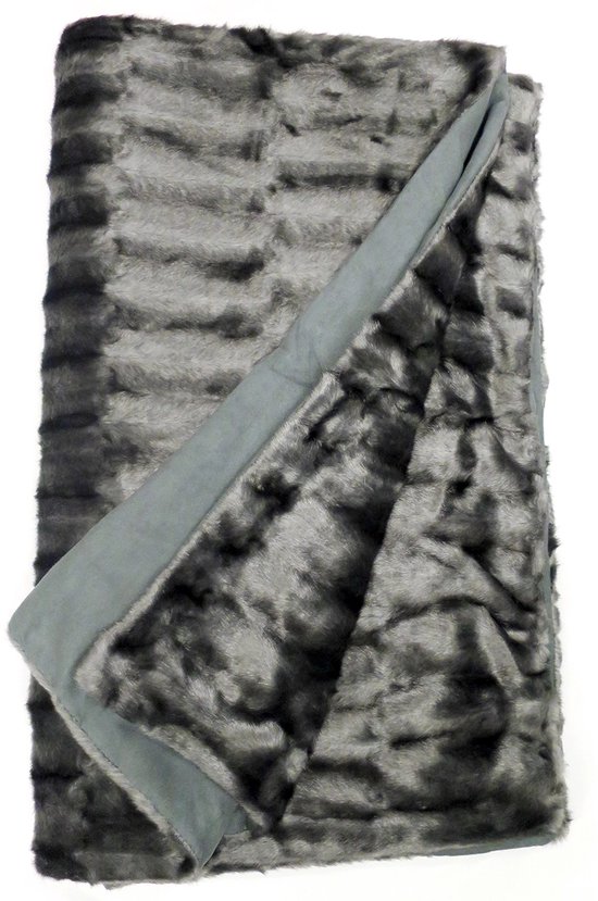 Lavandoux - Bont Plaid - Imitatiebont - Suèdine - Silver Mink - 130x170