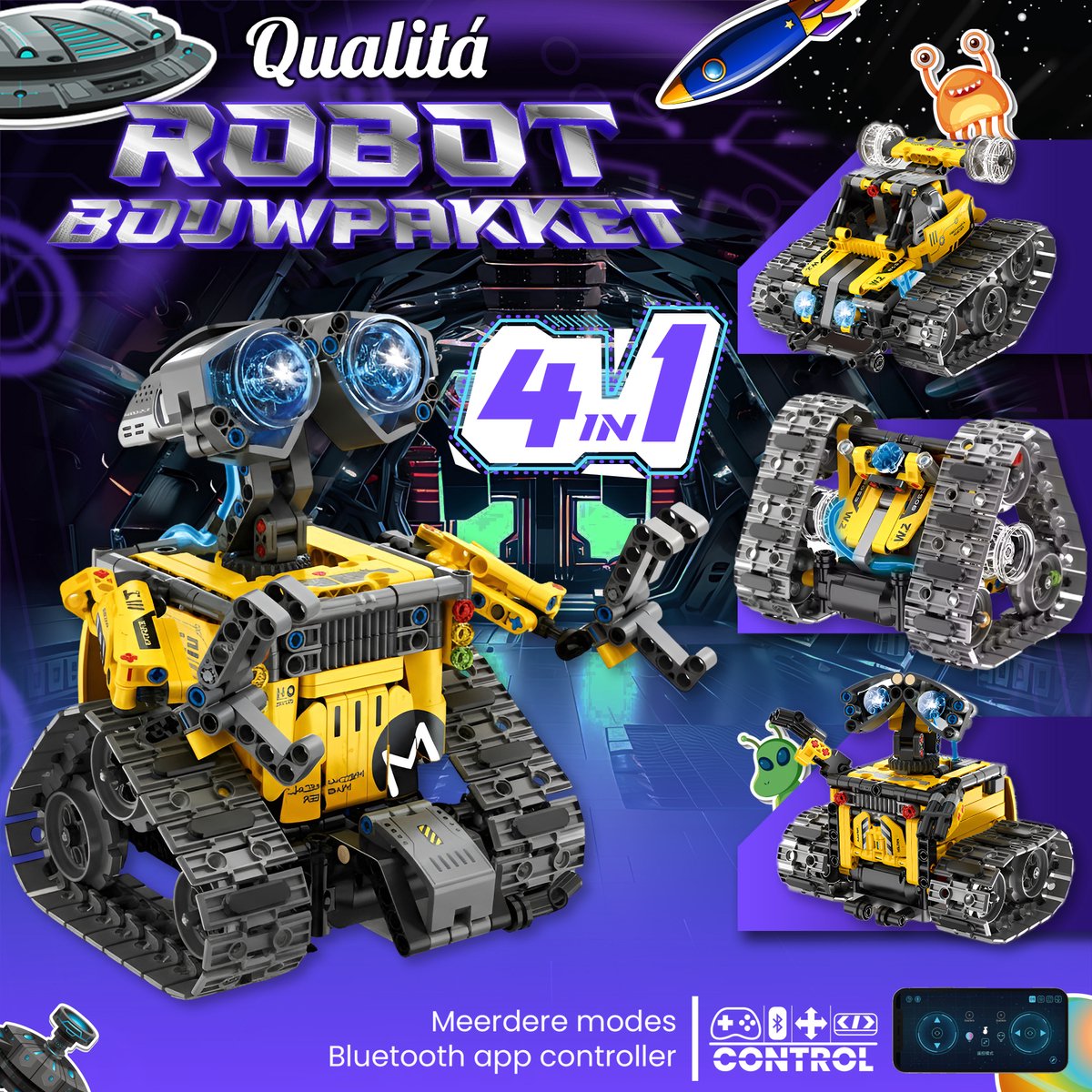 Qualitá® Robot Bouwpakket 4 in 1 – Educatief Speelgoed – Robot Speelgoed - Robot Bouwpakket - STEM speelgoed – Programmeren Voor Kinderen - Interactief Speelgoed – 496 Onderdelen – 7-9 Jaar — afbeelding 3