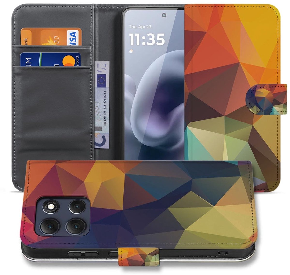 Bookcase Motorola Moto G86 Polygon Kleur