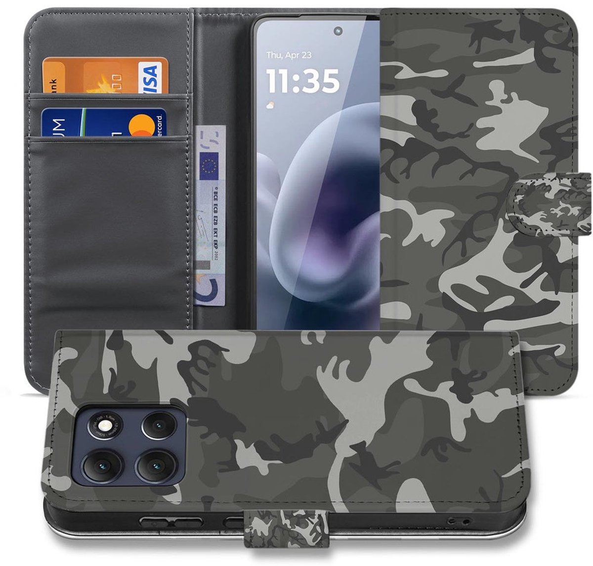 Motorola Moto G86 Book Case Hoesje Army Light Camouflage