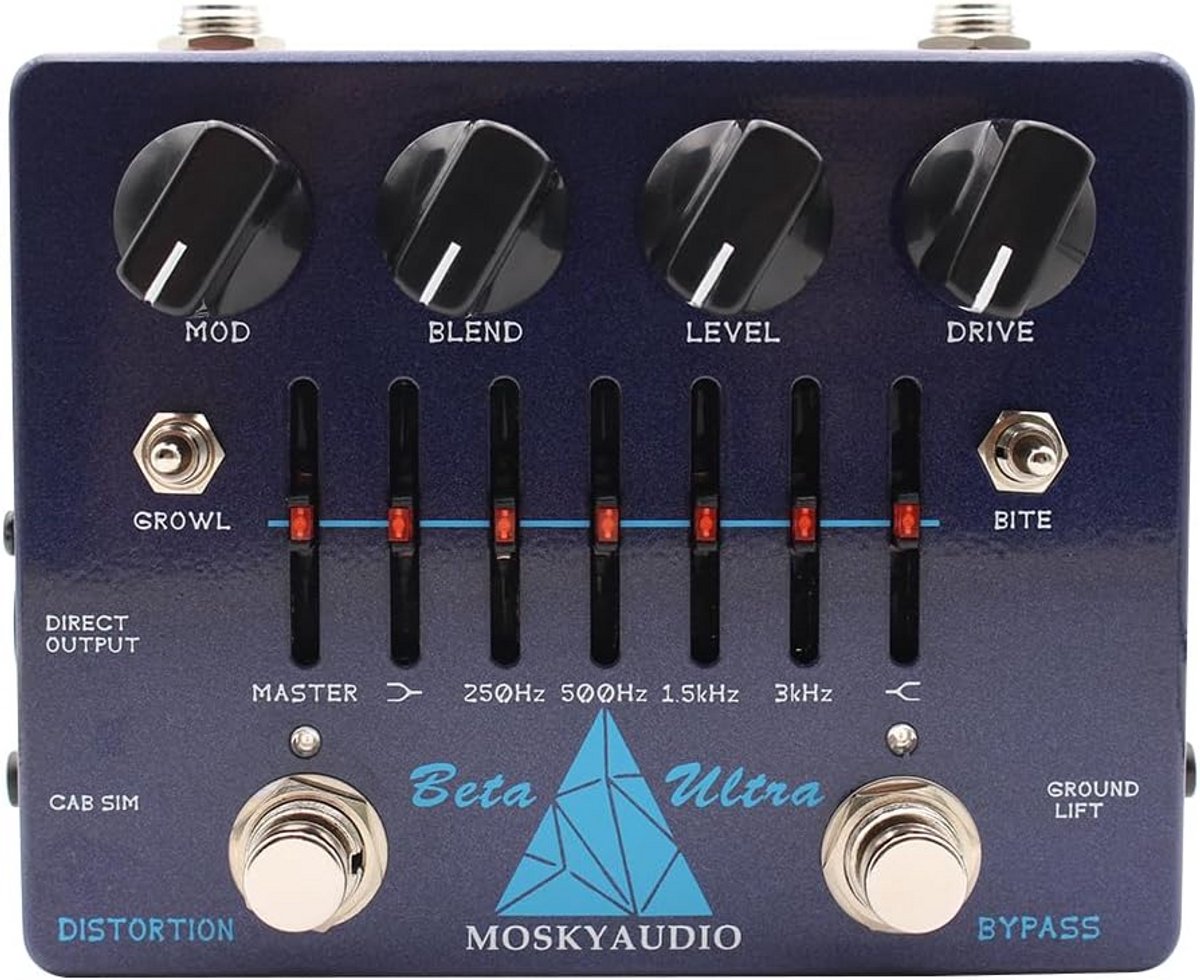 Bas Distortion Pedaal - Bas Voorversterker - Muziek Maken - Grafische EQ - Blauw