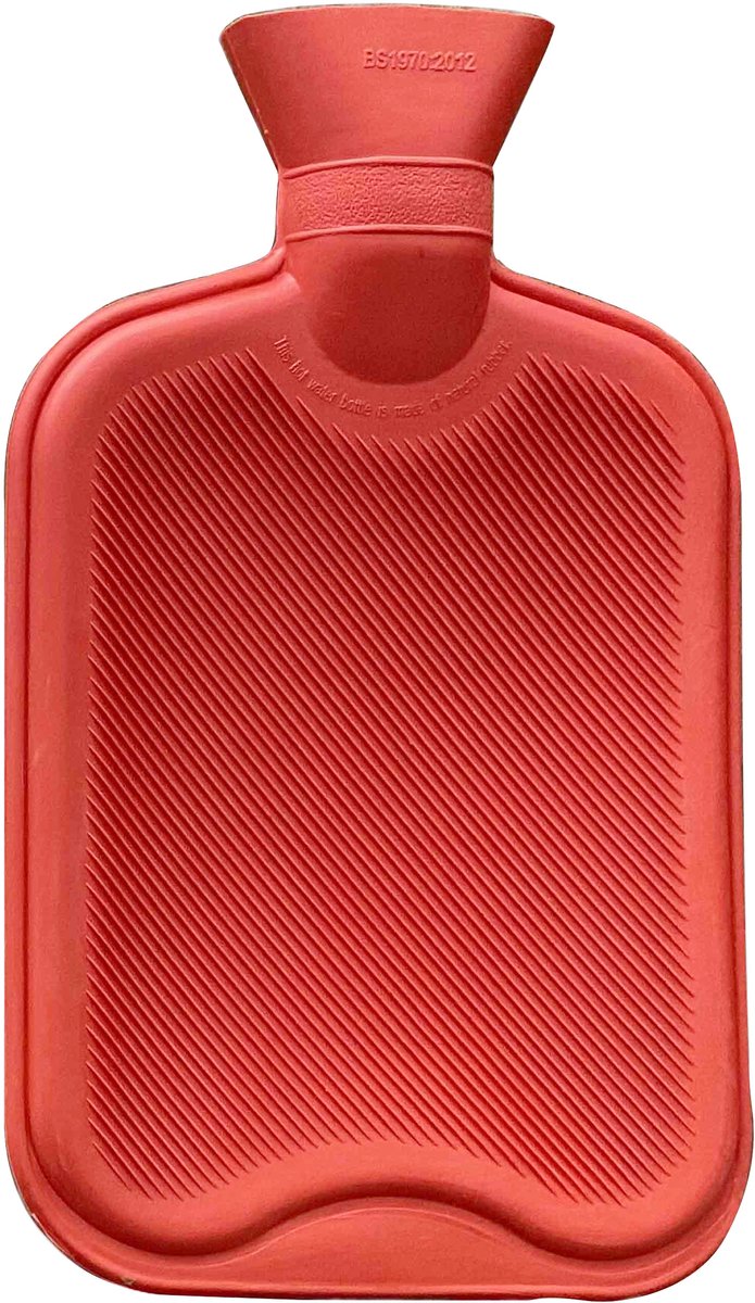 Sundo Warmwaterkruik 2 liter - Rubber kruik met schroefdop en lamellen - Rood