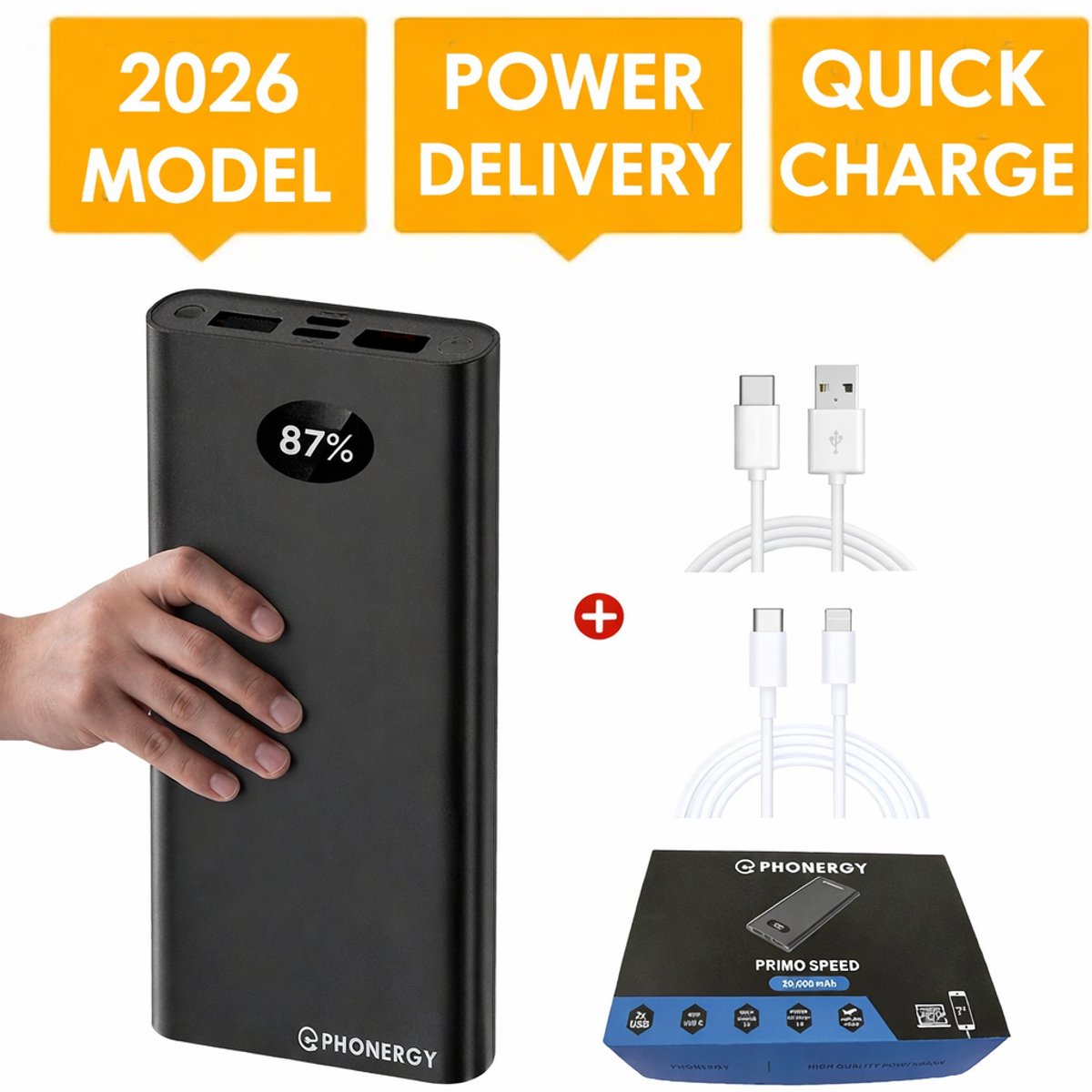 Phonergy Primo Speed Powerbank 20000 mAh met Quick Charge - Phonergy - €25,00