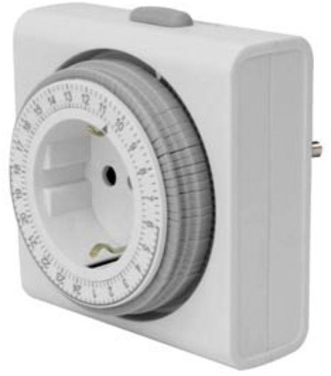 Perel Compacte 24-uurs timer, mechanisch, 230 V, 16 A, 3680 W, Duitse aarding type F, wit