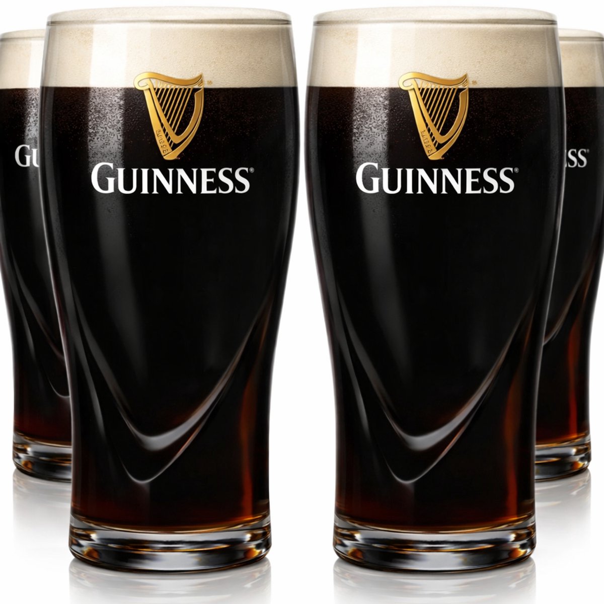 Guinness Bierglazen Pint 500 ml - Set van 4 glazen voor bier - Ideaal voor feestjes en samen genieten - Vaatwasserbestendig - Transparant glas - Hoogte 159 mm, Diameter 79 mm - Glaswerk - Merk Bierglazen