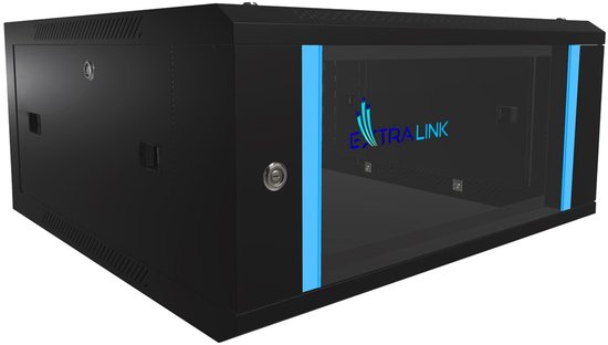 Extralink EX.2893, Rack monté sur le mur, 4U, 30 kg, Verrouillage des touches, Rails de rack, Noir