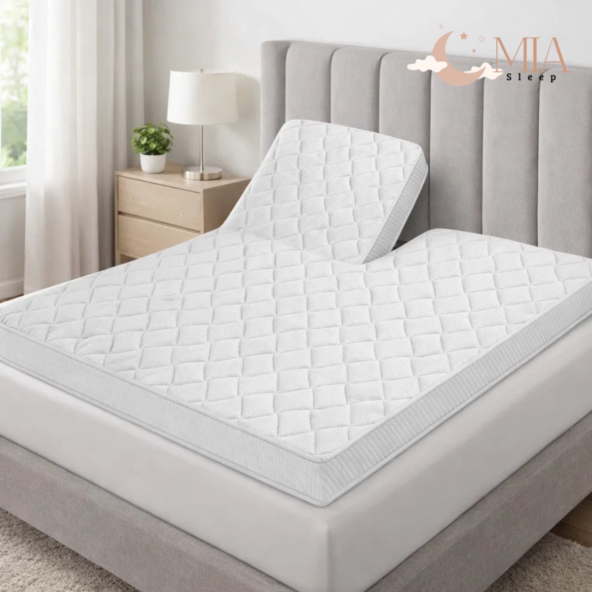 MIA Sleep SPLIT Topdekmatras XXL - Hotel Topper 140x220 - Circa 12 cm dik - Tencel hoes - Visco Nasa Traagschuim GEL - Orthopedisch - Afritsbaar
