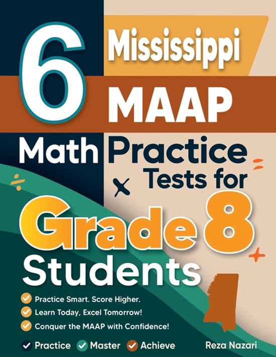 6 Mississippi MAAP Math Practice Tests for Grade 8 Students - cover