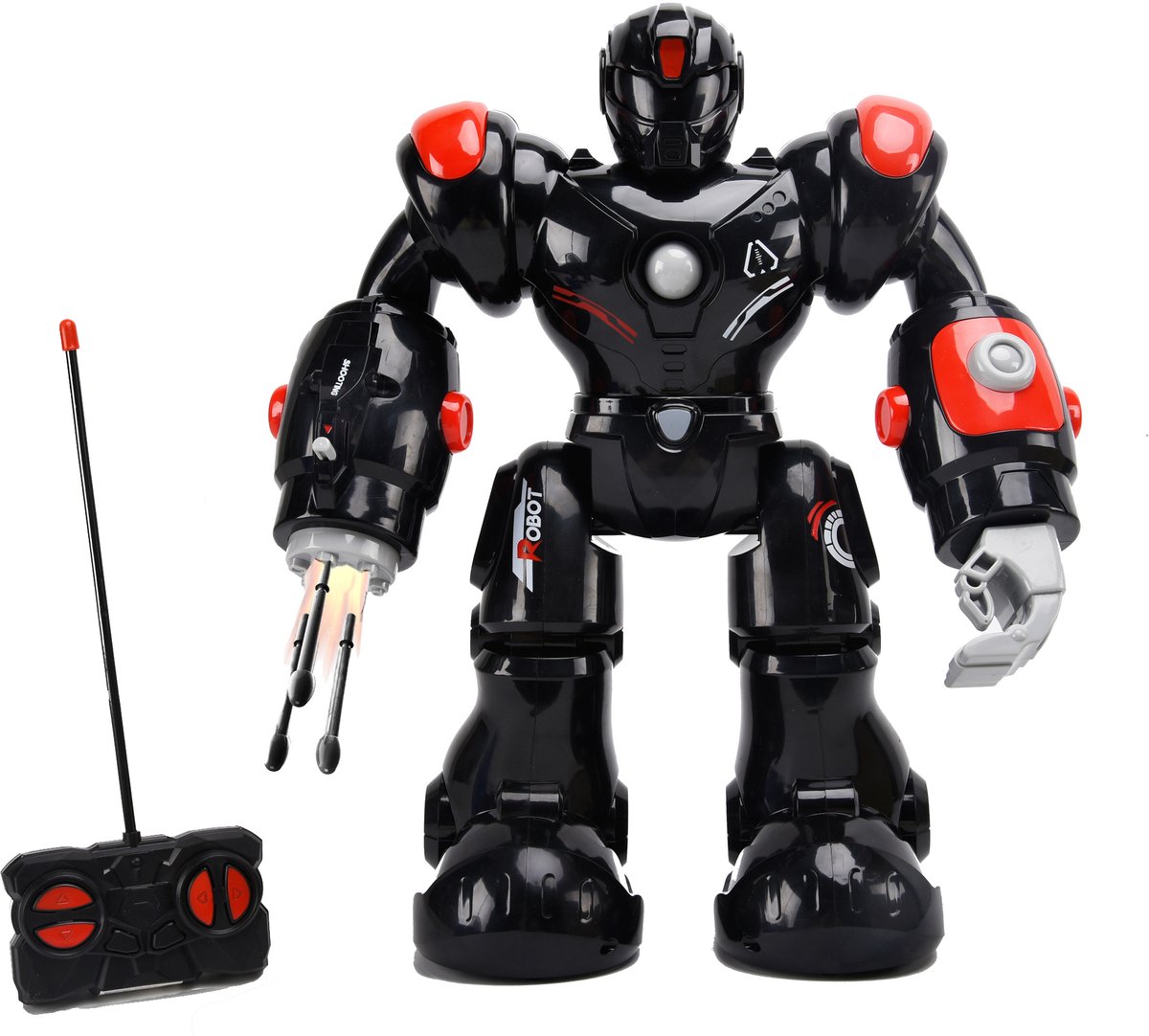 Robot RC Hero Bot XL zwart - Bestuurbare speelgoedrobot met schietende vuist