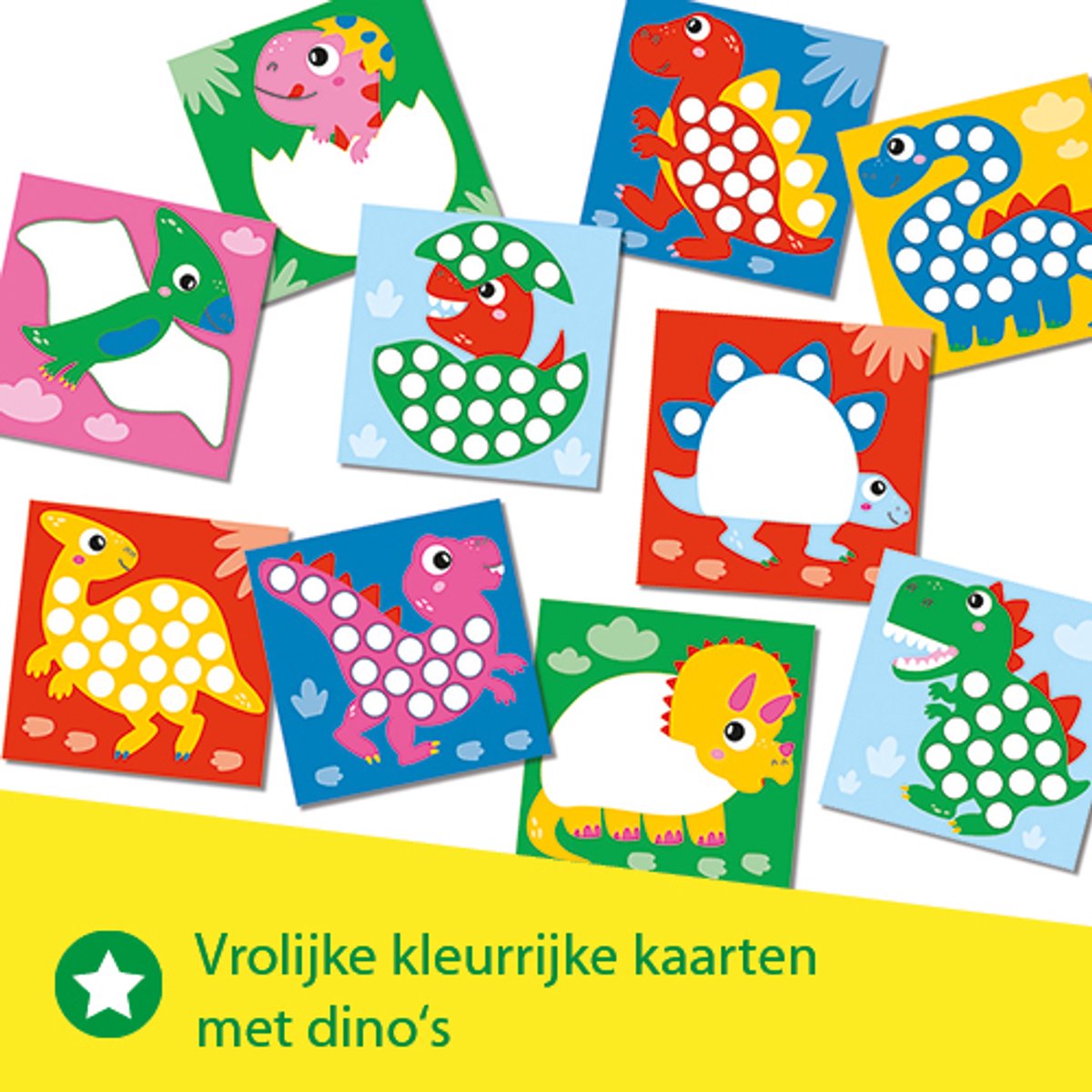 SES Creative - My First – Dinos Stippen met Vingerverf - 10 kleurplaten met dieren en 3 kleuren vingerverf - goed uitwasbaar - Dinosaurus speelgoed – Glutenvrij - 1 tot 4 jaar — afbeelding 4