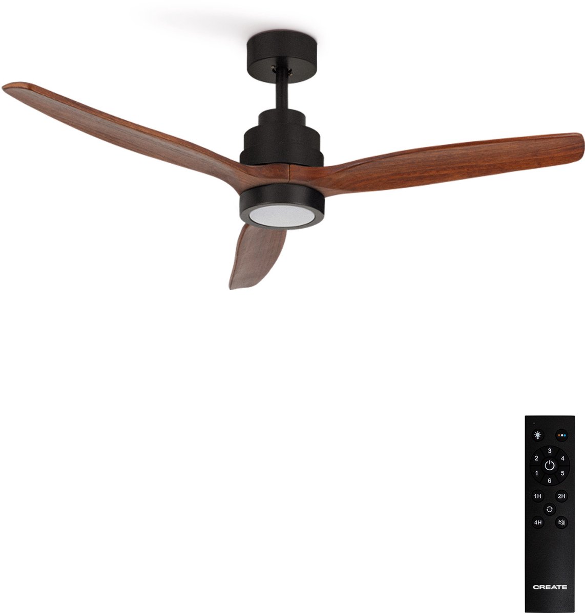 CREATE - Stille plafondventilator van 40 W met technische ABS-bladen, verkrijgbaar in verschillende maten - S - Met licht - Afstandsbediening - WIND STYLANCE