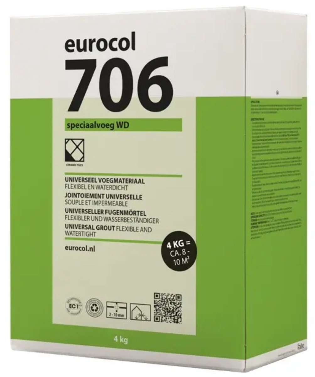 Eurocol 706 Speciaalvoeg WD - voegmortel voor wand- en vloertegels - basaltgrijs - 2,5 kilo