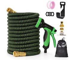 Ceruzo Flexibele Tuinslang tot 30 meter - incl. Sproeikop 10 standen - Koppelstukken - Slanghouder