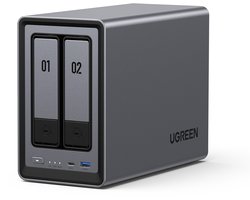 UGREEN NASync DXP2800, 2-bay desktop NAS, Intel N100 Quad-Core CPU, 8 GB DDR5 RAM, 1 * 2,5 GbE, 2 * M.2 NVMe-aansluitingen, 4K HDMI, Network Attached Storage (schijfloos)