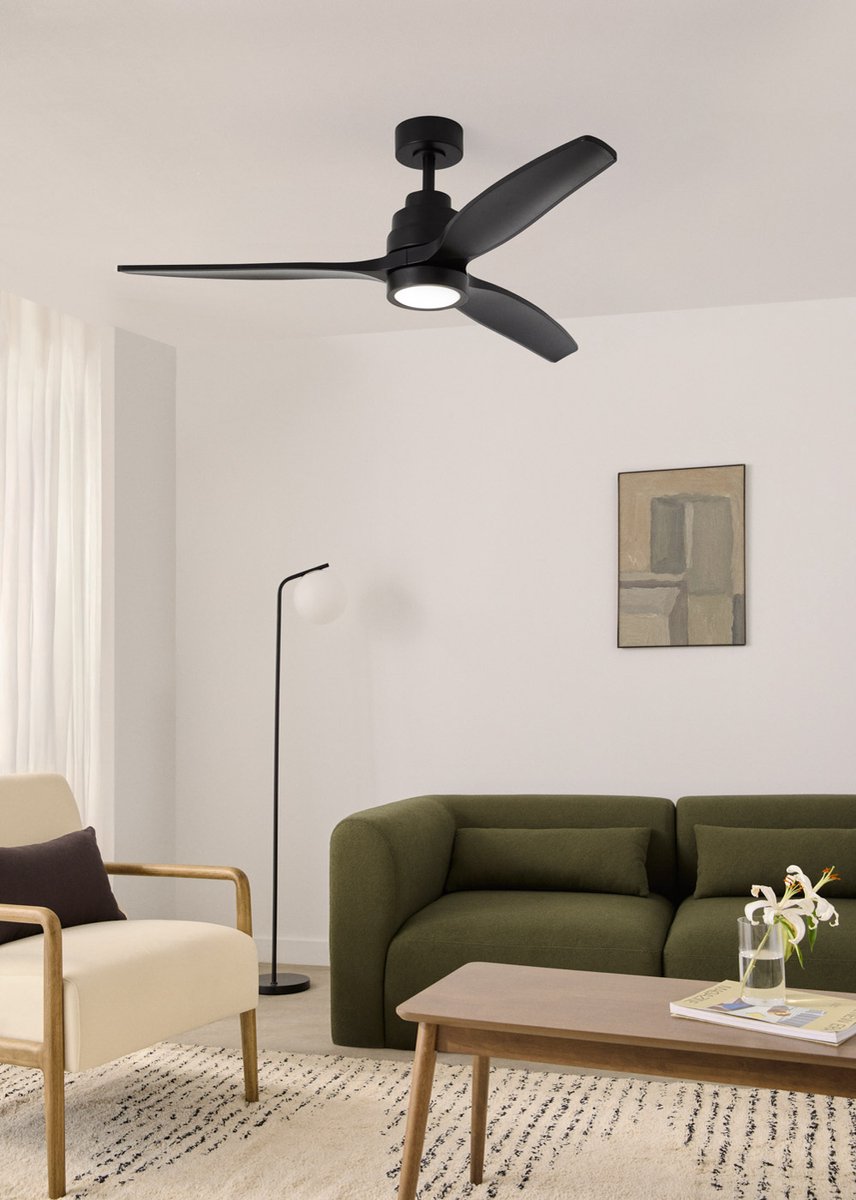 CREATE - Stille plafondventilator van 40 W met technische ABS-bladen, verkrijgbaar in verschillende maten - M - Met licht - Controller voor wandmontage - WIND STYLANCE – foto 4