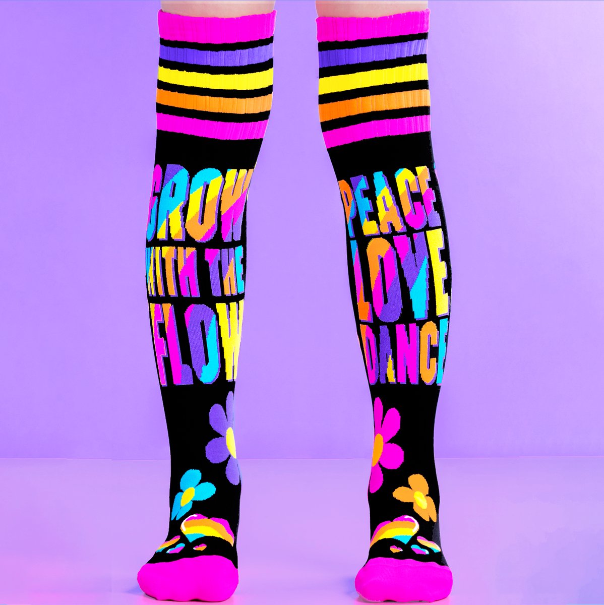 Madmia Peace Love Dance Sokken - Kinder Sokken - Vrolijke Sokken - Hoge Sokken - One Size