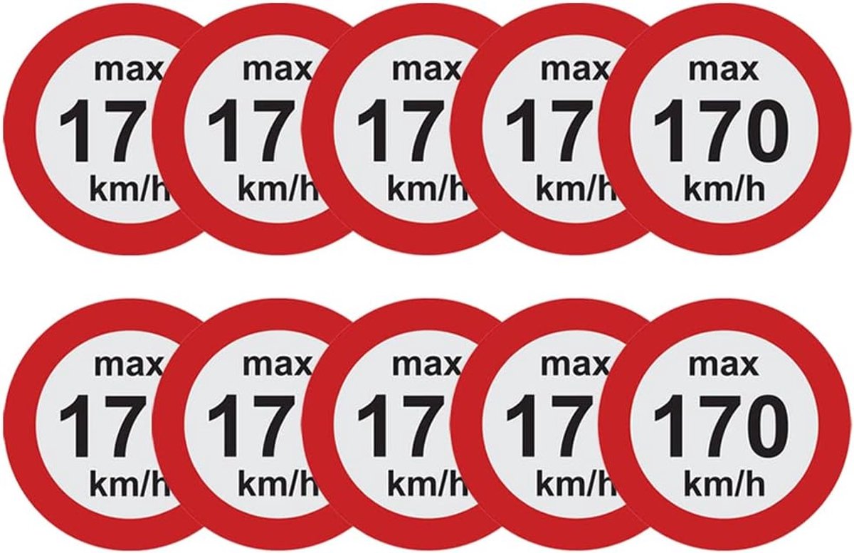 10x Diameter 25mm Snelheidssticker voor Winterbanden met Diverse Max. Snelheden