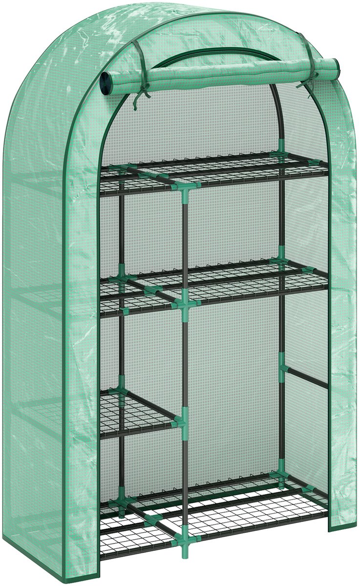 REDOM - Foliekas - 7 Draadplanken - Oprolbare Deur - Stalen Frame - Groen - 100 x 45 x 160 cm
