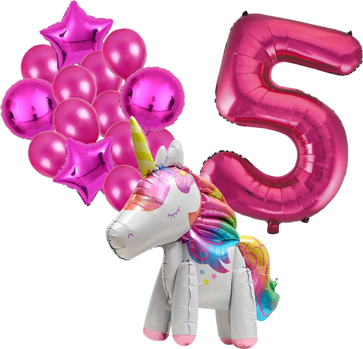 Unicorn ballon set - 110x78cm - Folie Ballon - Eenhoorn - Themafeest - 5 jaar - Verjaardag - Ballonnen - Versiering - Helium ballon