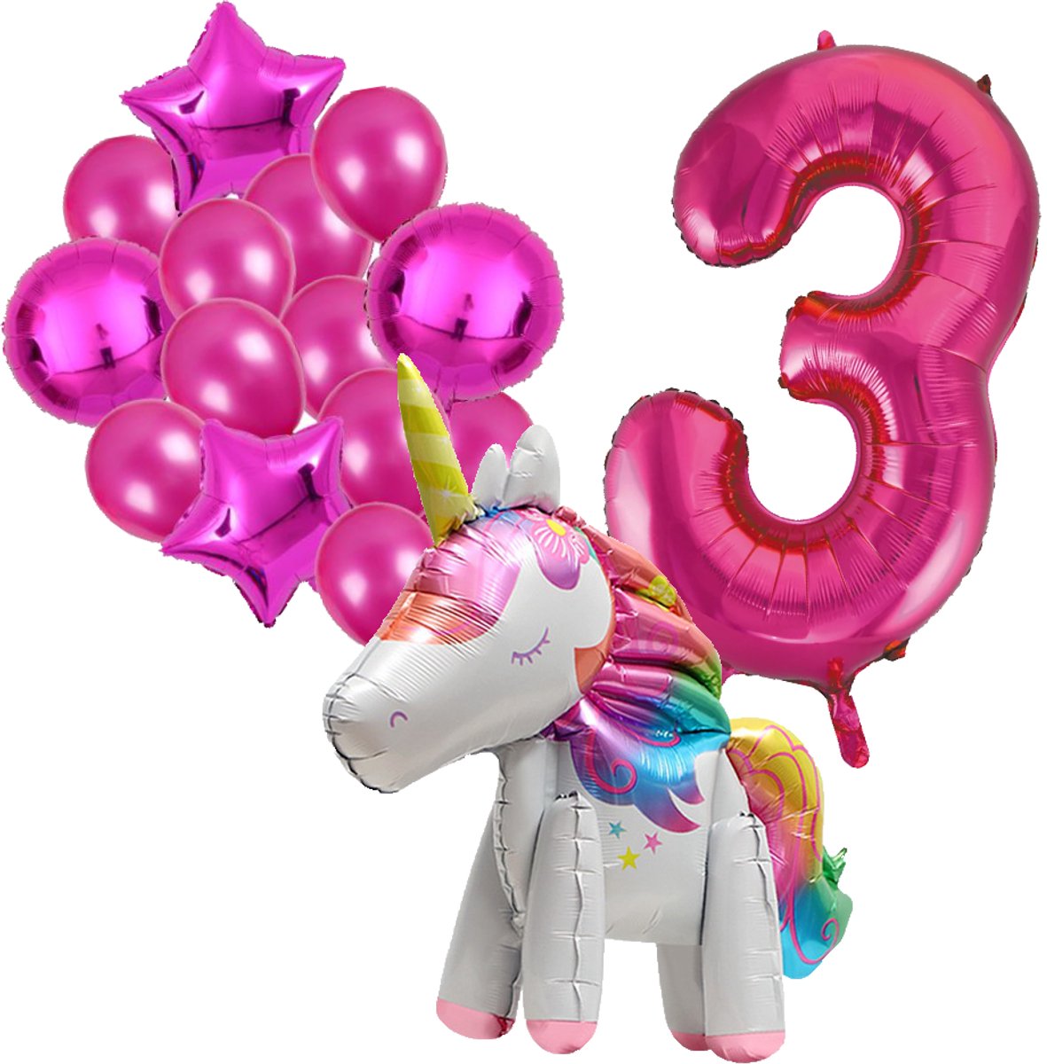 Unicorn ballon set - 110x78cm - Folie Ballon - Eenhoorn - Themafeest - 3 jaar - Verjaardag - Ballonnen - Versiering - Helium ballon