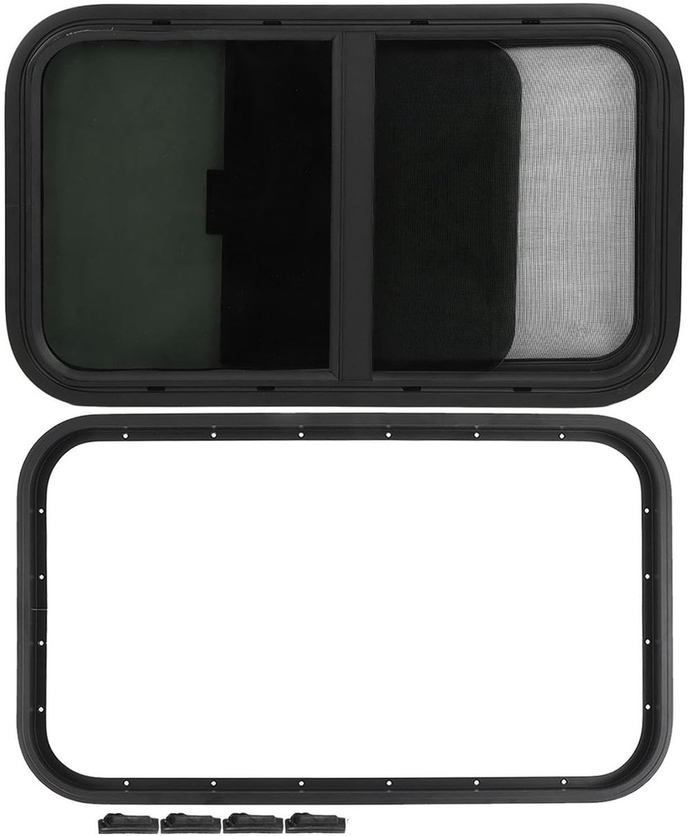 Allecto - RV raam - Teardrop stijl - Vervangend raam - Insectenhor - Getint glas - 700 x 400 mm - Geschikt voor caravan camper bouwvoertuigen - Ron...