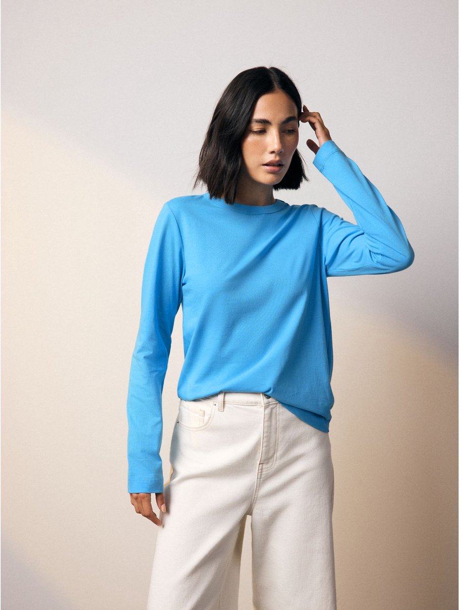 Next - Dames - T-shirt met lange mouwen en ronde hals - Blauw