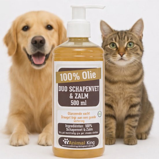 Duo olie schapenvet-zalmolie- hond- Animal King - 500ml