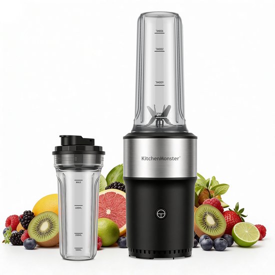 KitchenMonster Blender 900W - Smoothie Maker met 2 Draagbare Bekers To Go van Merkloos — afbeelding 2