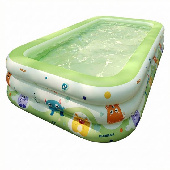 Premium Opblaasbaar Kinderzwembad - 300 x 170 x 56 cm - 3-Laags Verdikt Familiezwembad - Veilig PVC Opblaasbare zwembad met Afvoergat - Family Opblaaszwembad voor het hele gezin - Zomer Waterplezier - Family Pool inclusief Reparatiesetje