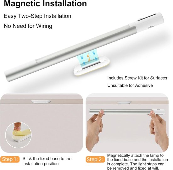 Nachtlamp - Nachtlampje - Onderbouw Verlichting - Bewegingssensor Lamp met 1200mAh Batterij - 3m Detectiebereik - Instelbare Hoeken - Geschikt voor Keuken, Bureau en Nachtkastje - Type-C opladen - 1 stuk - 1200mAh — afbeelding 4