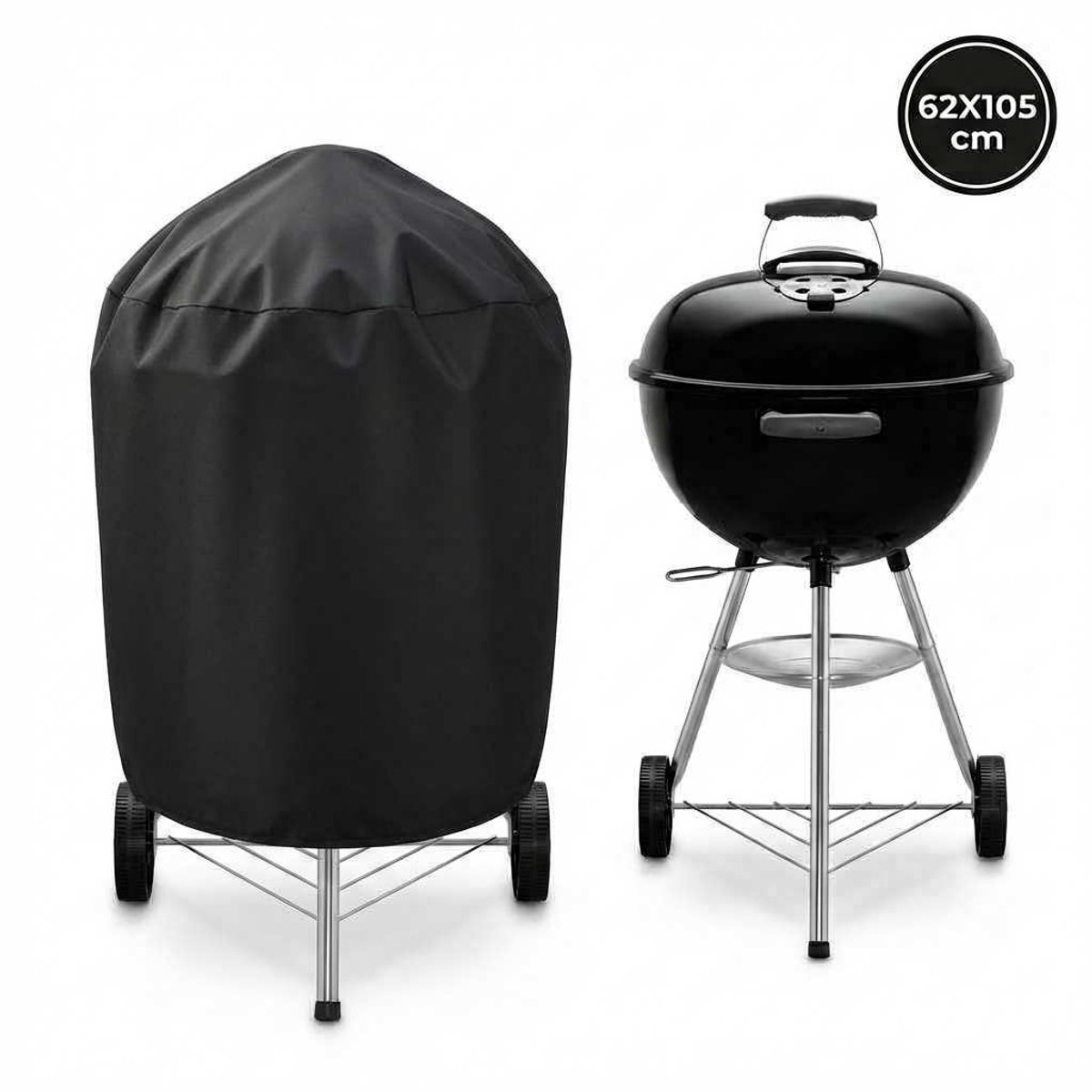 DIVERZA BBQ Hoes 62×105 cm – Waterdichte BBQ Beschermhoes – UV Bestendige Grill Cover – Stofdichte Barbecuehoes met Elastische Sluiting