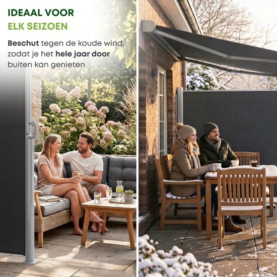 Tillvex Store Latéral 180x300 Cm Extensible Opaque - Brise-Vue Balcon Jardin Terrasse Acier Inox